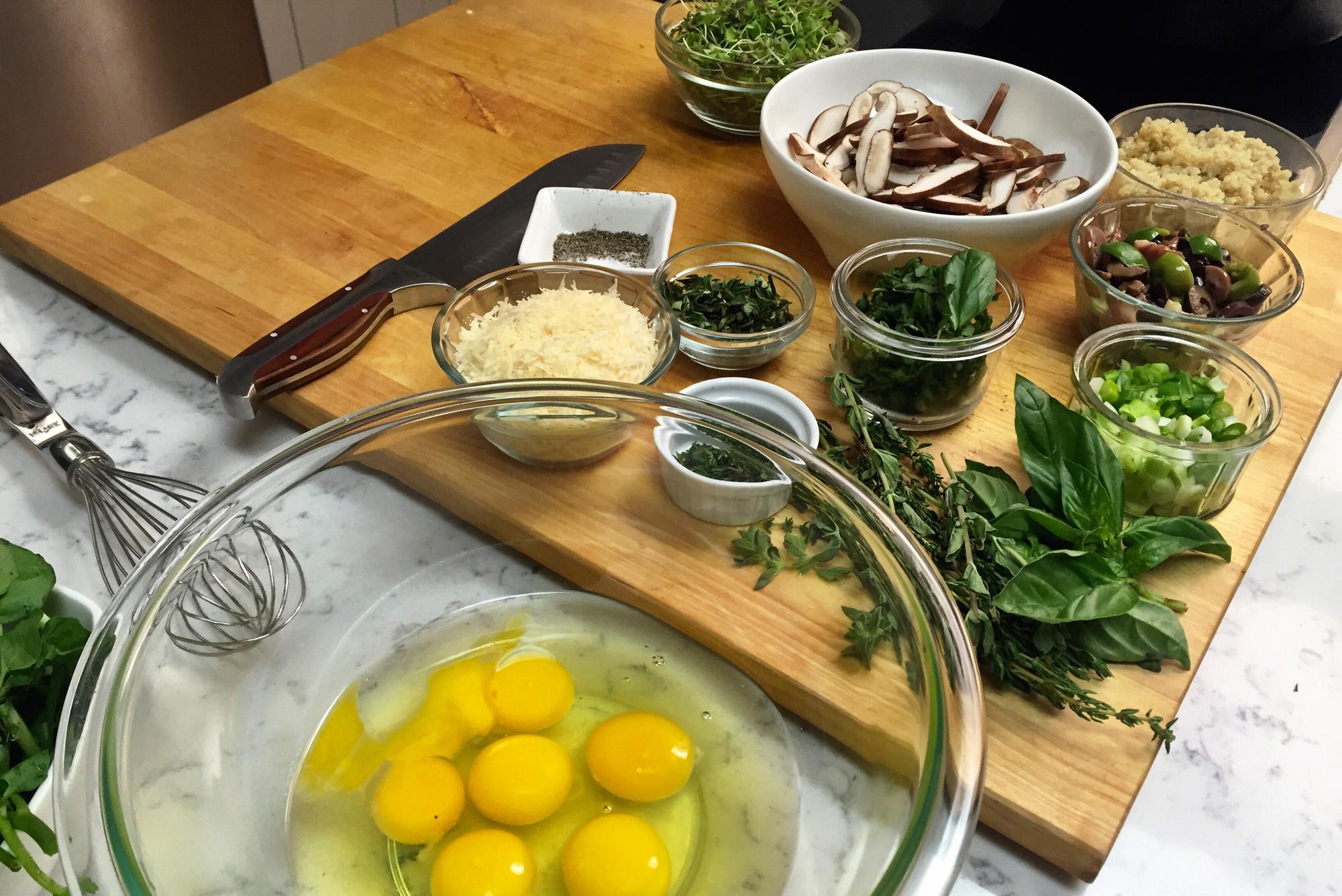 Prepared mise en place for a quick dinner