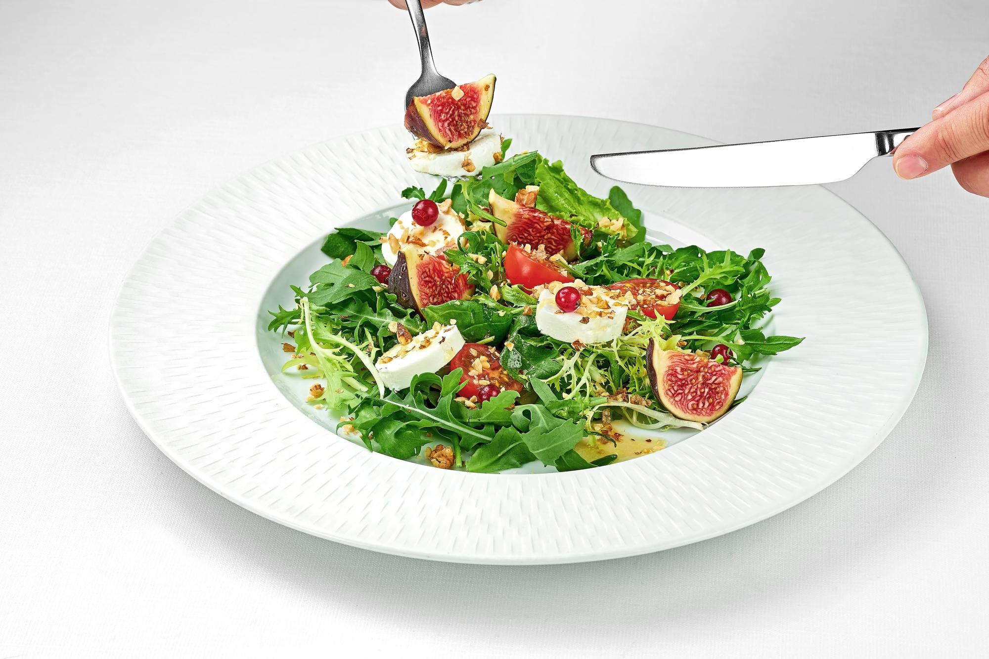 Bright plated salad and side dishes